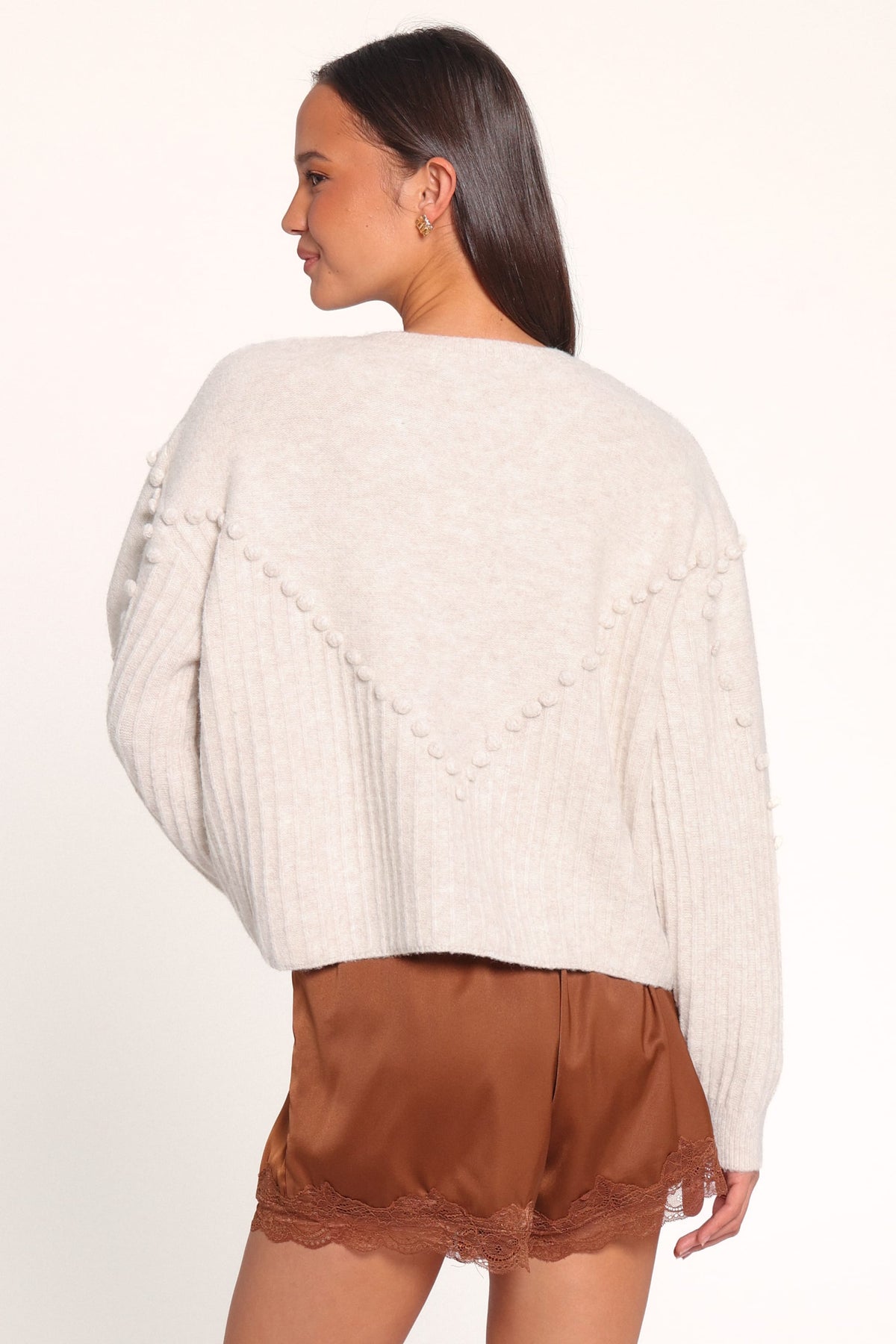 KNITWEAR Tiziana Bobble Cardigan - Oatmeal