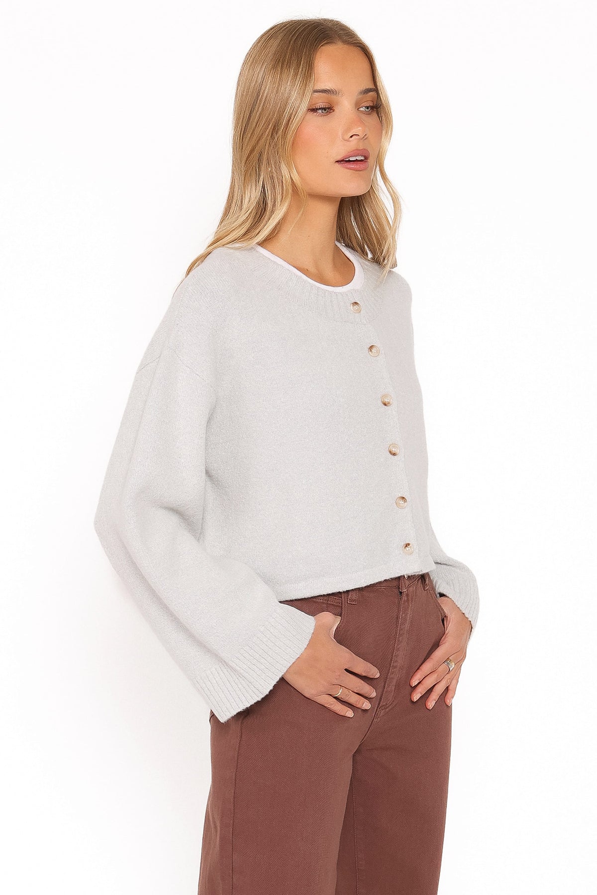 KNITWEAR Tori Wide Sleeve Cardigan - Grey