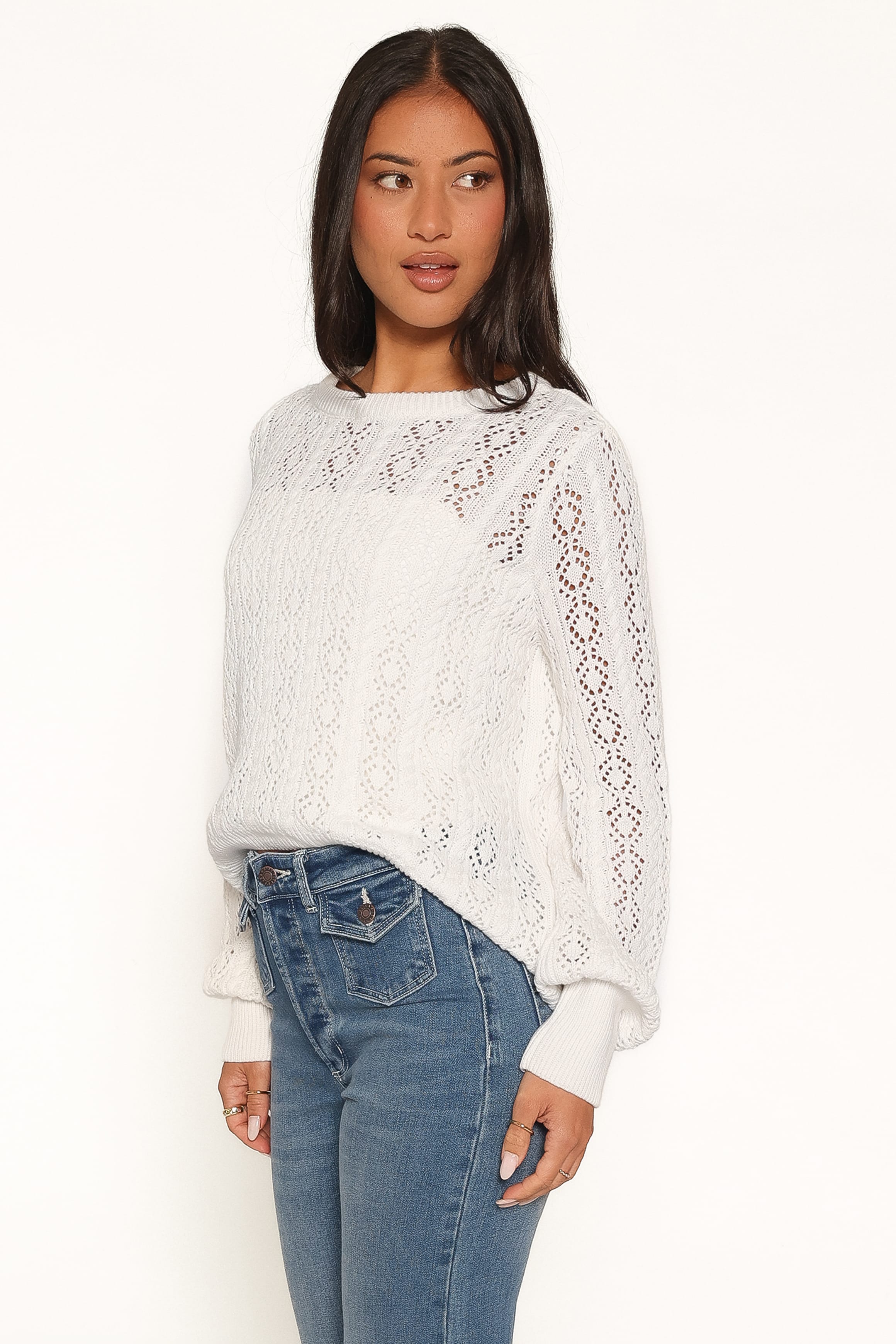 KNITWEAR Tyler Pointelle Sweater - White