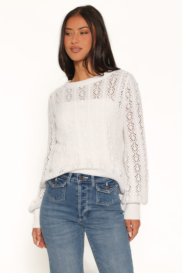 KNITWEAR Tyler Pointelle Sweater - White