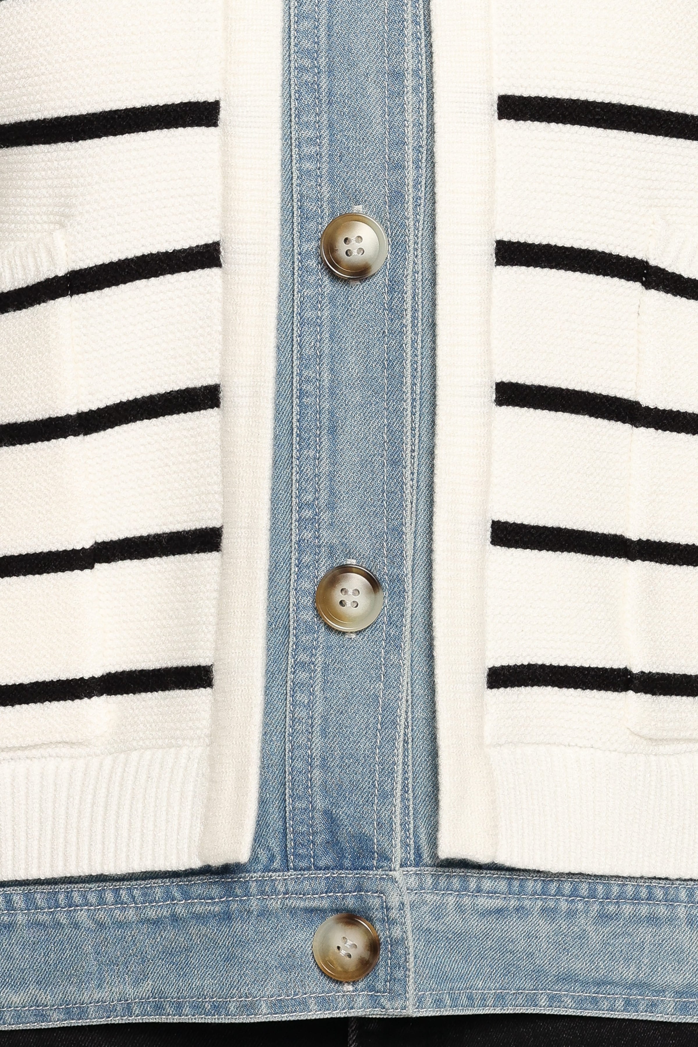 KNITWEAR Uma Denim Collar Cardigan - Cream