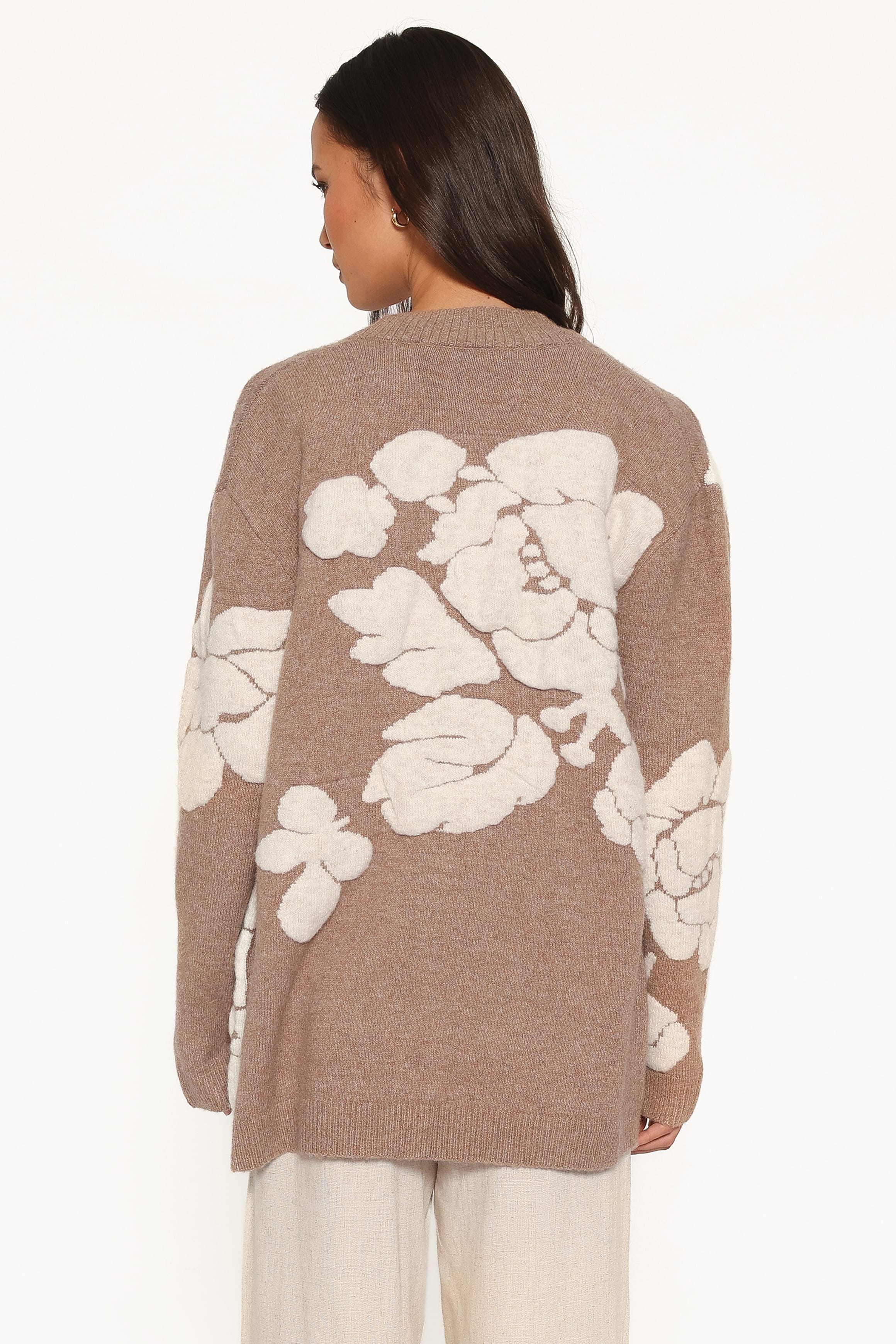KNITWEAR Wendy Open Cardigan - Beige Floral