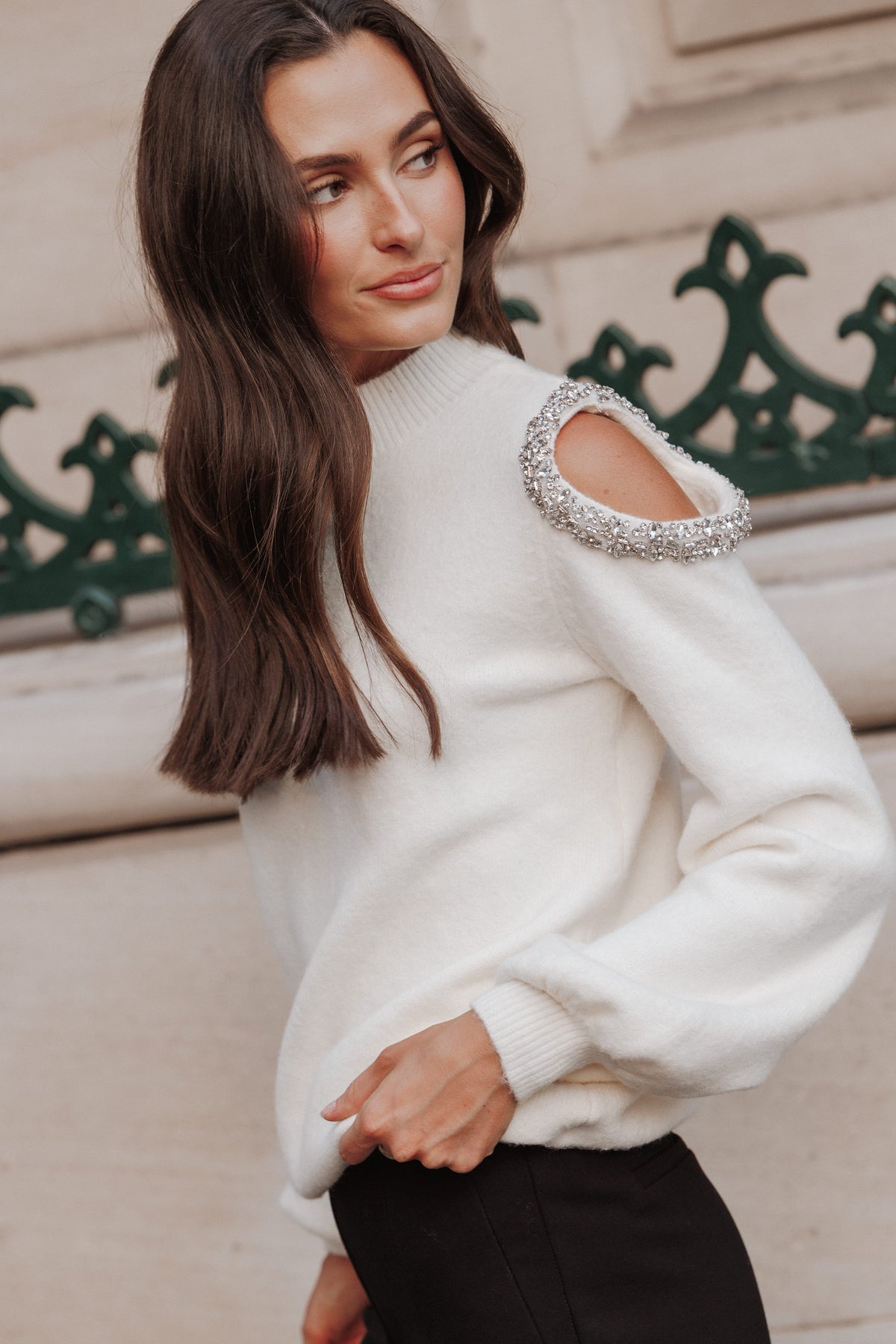KNITWEAR Xena Cold Shoulder Sweater - Ivory