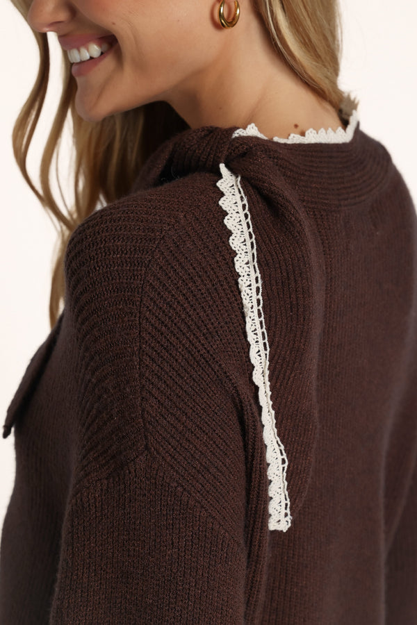 KNITWEAR Zenji Scarf Sweater - Espresso