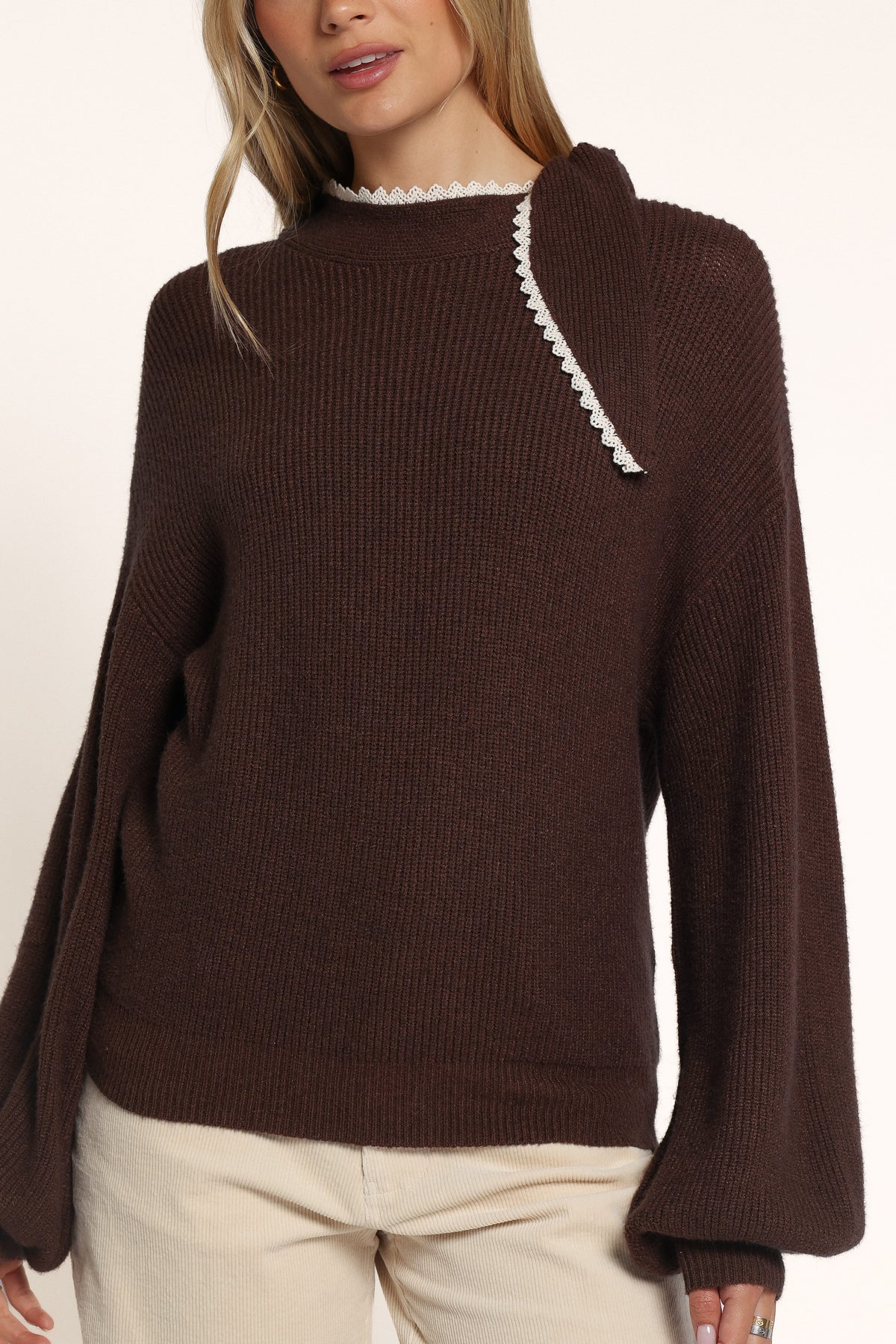 KNITWEAR Zenji Scarf Sweater - Espresso