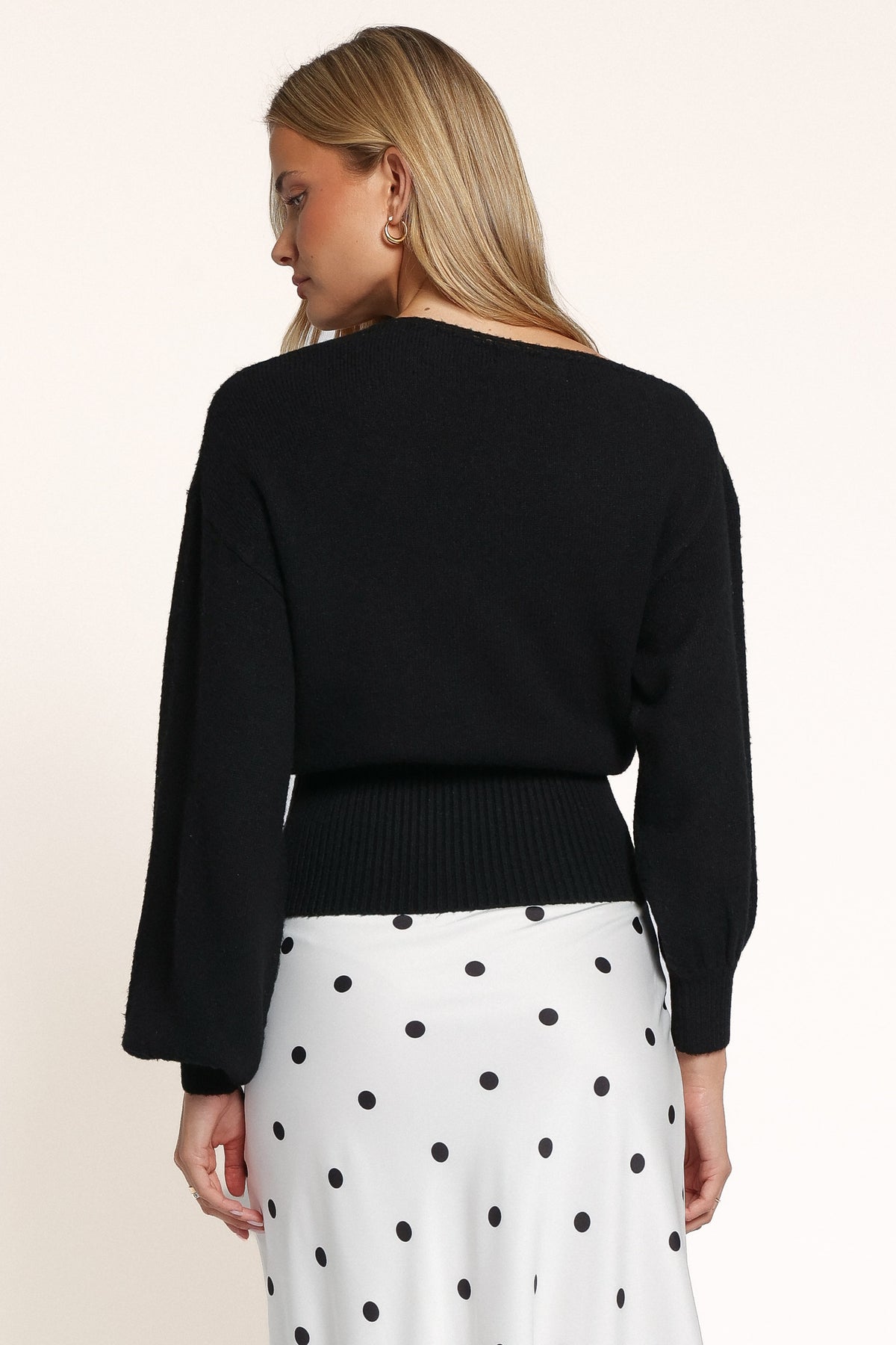 KNITWEAR Zinnia Off Shoulder Sweater - Black