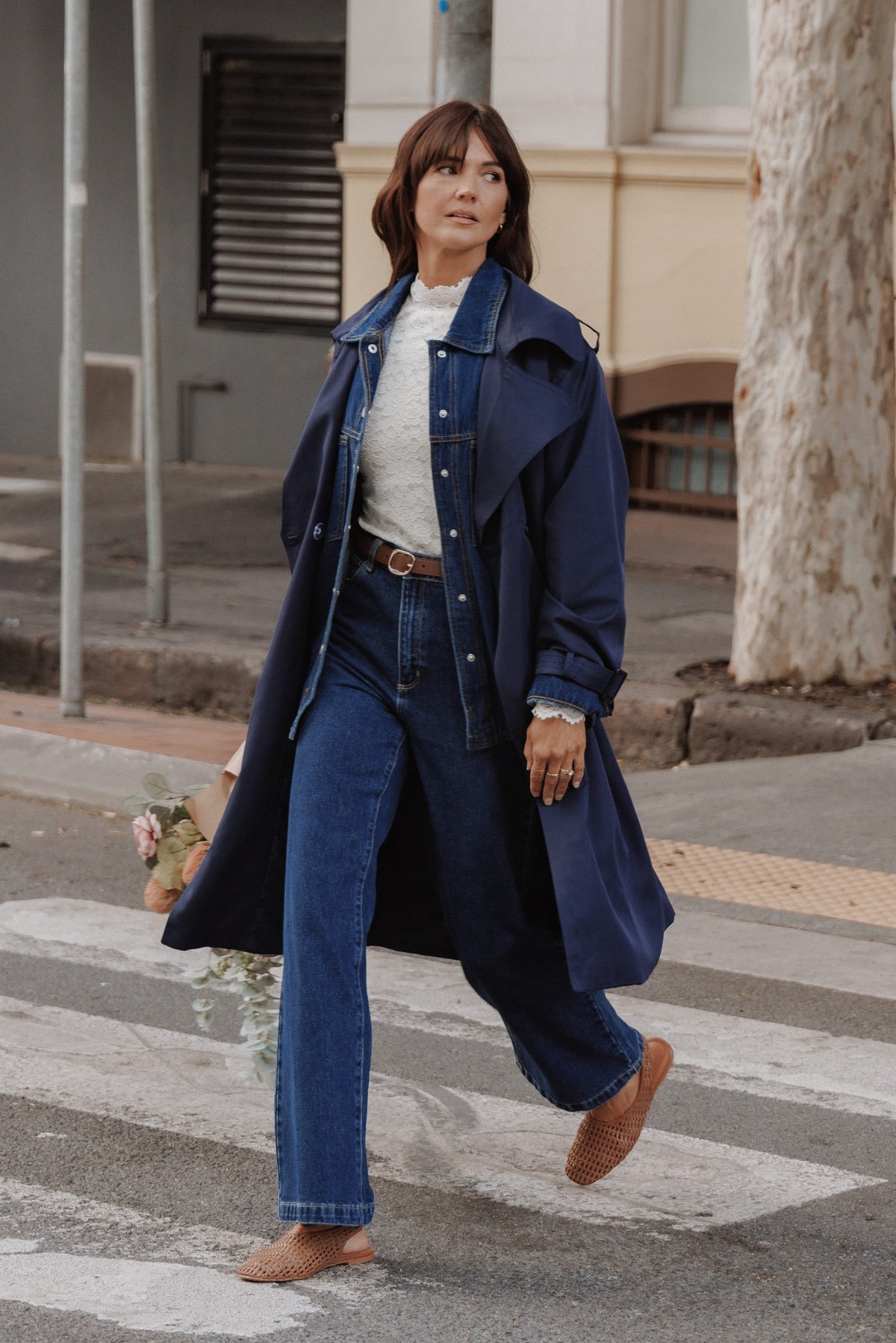 OUTERWEAR Billy Button Front Trench Coat - Navy
