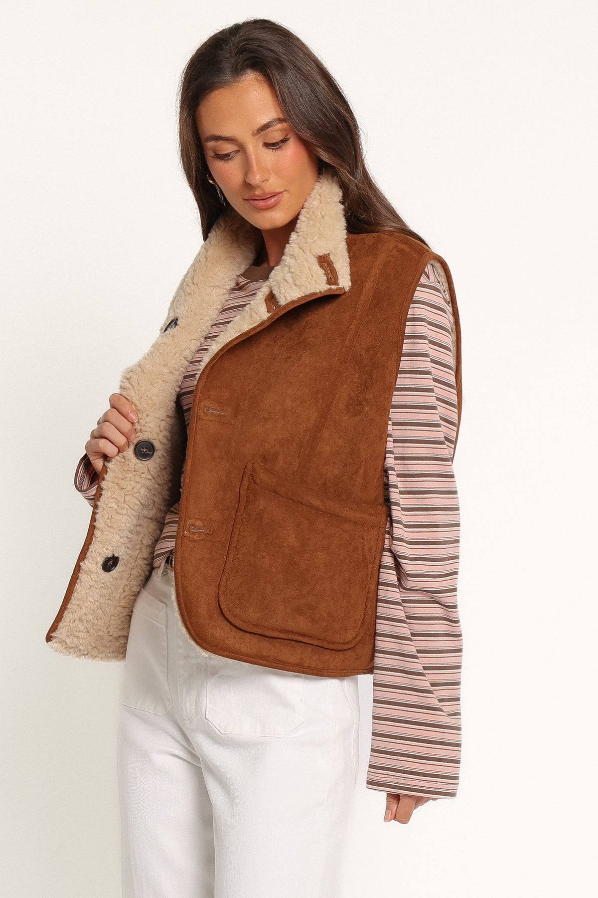OUTERWEAR Carrie Sherling Vest - Camel