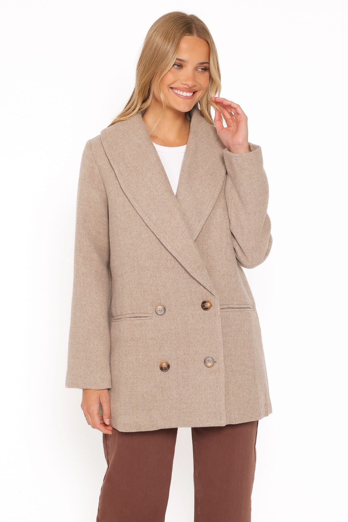 OUTERWEAR Cartia Shawl Collar Car Coat - Taupe