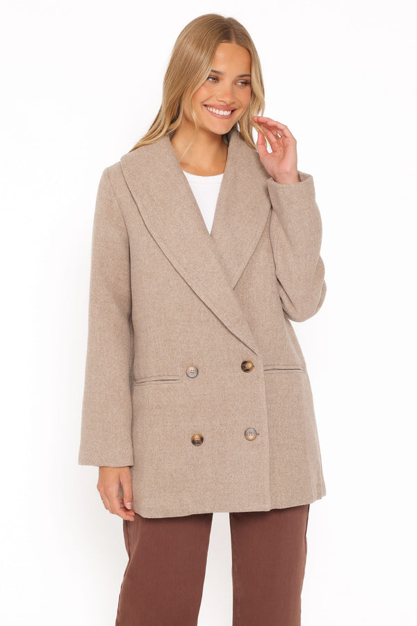 OUTERWEAR Cartia Shawl Collar Car Coat - Taupe