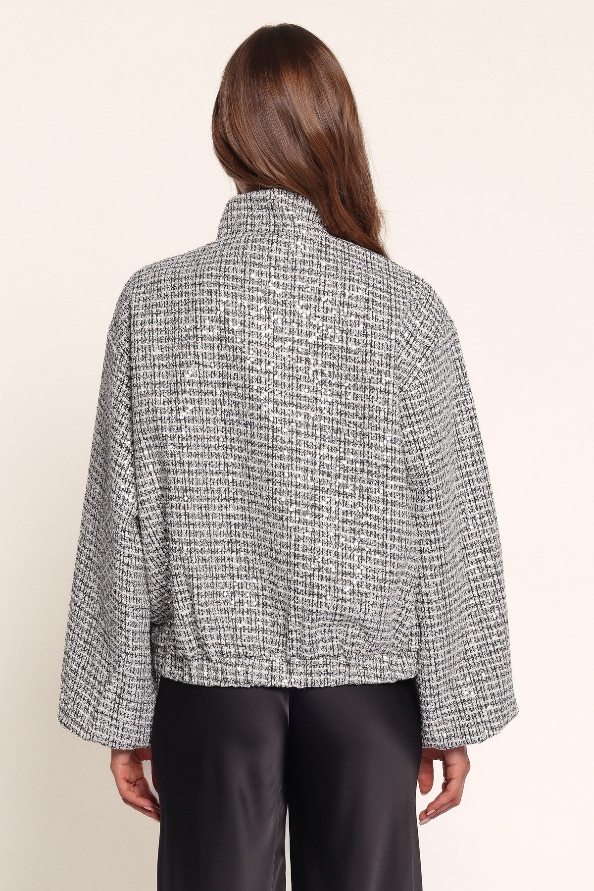 OUTERWEAR Casey Bomber Jacket - White/Black Tweed