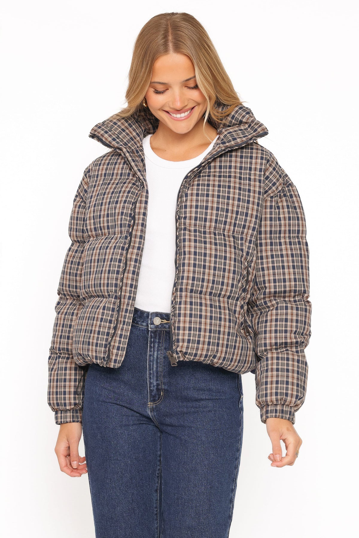 OUTERWEAR Chester Puffer Jacket - Brown Plaid