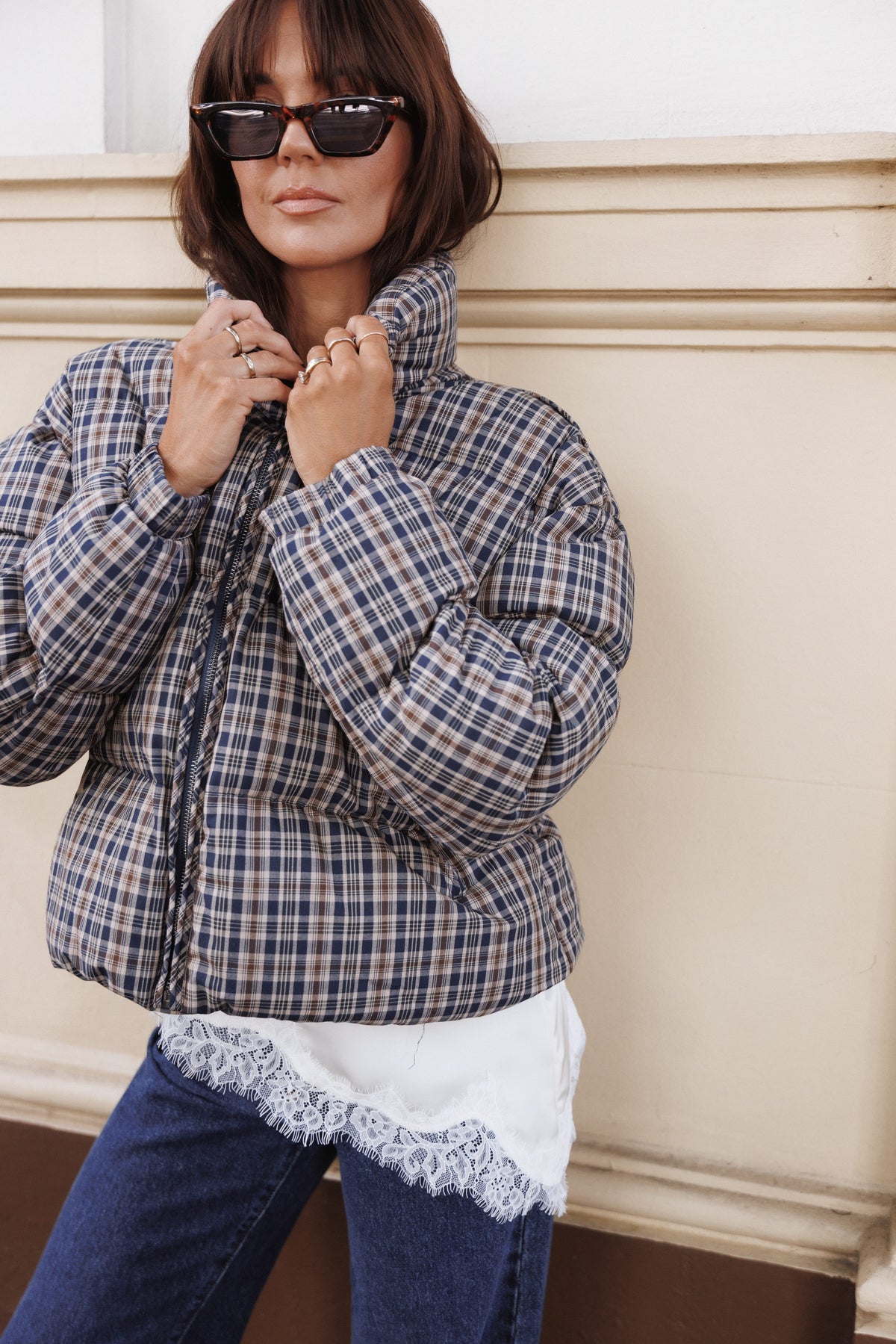 OUTERWEAR Chester Puffer Jacket - Brown Plaid