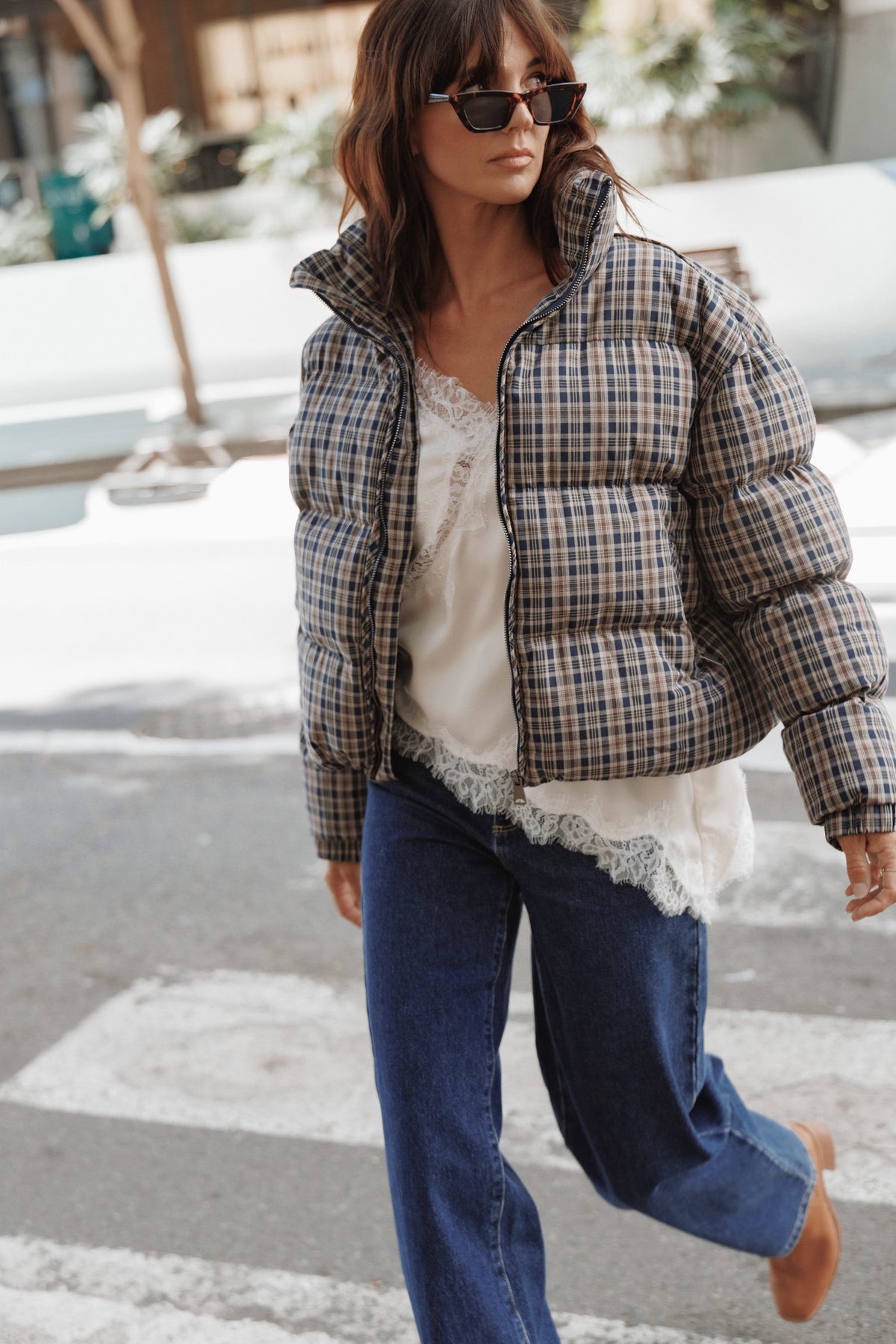OUTERWEAR Chester Puffer Jacket - Brown Plaid