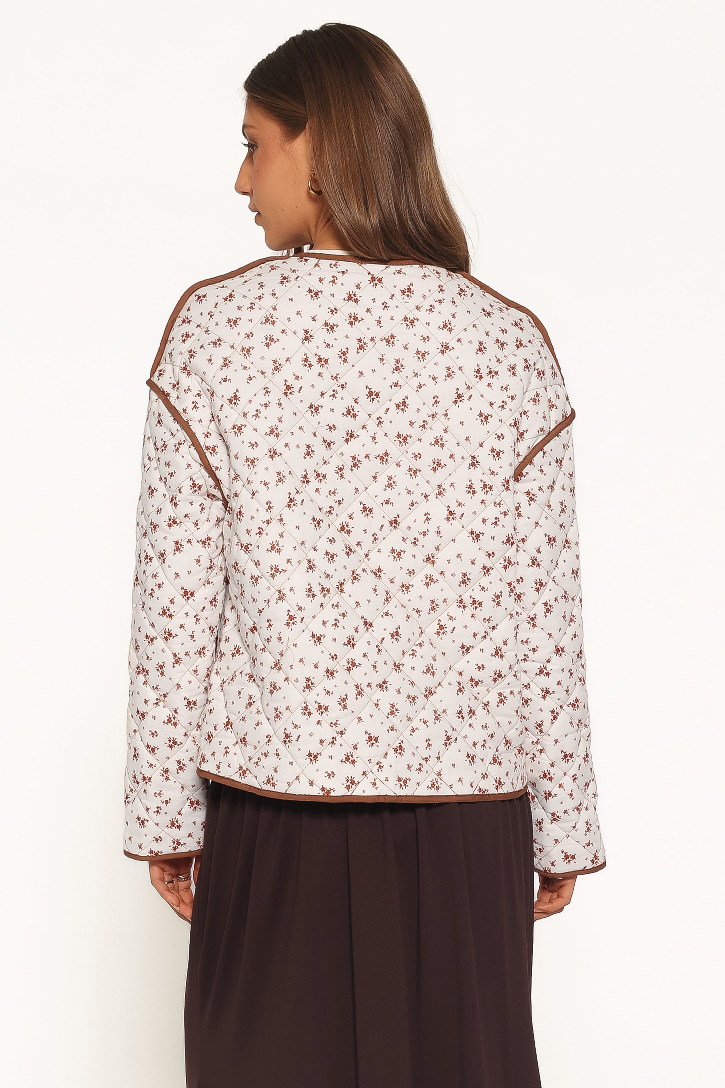 OUTERWEAR Cindie Quilted Jacket - Brown Ditsy Floral