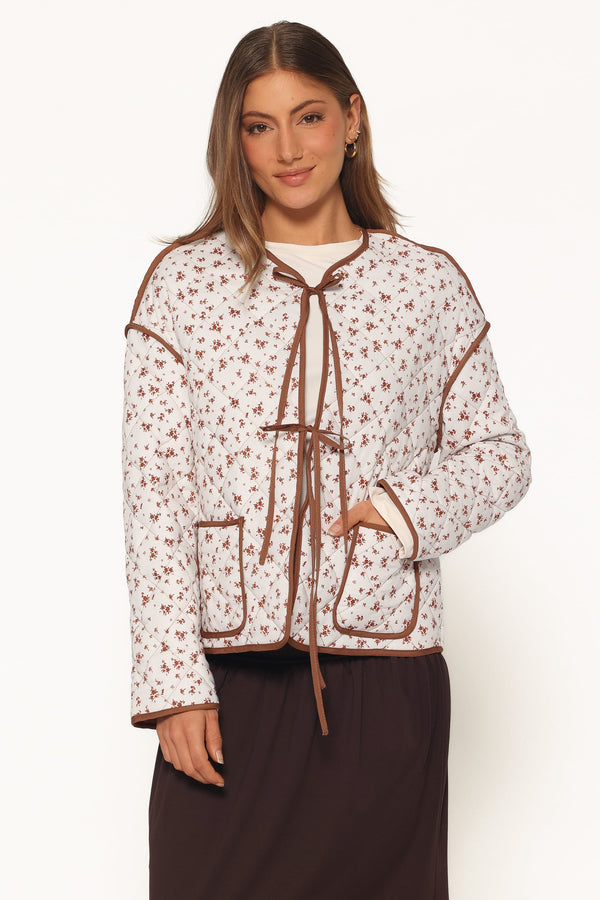 OUTERWEAR Cindie Quilted Jacket - Brown Ditsy Floral