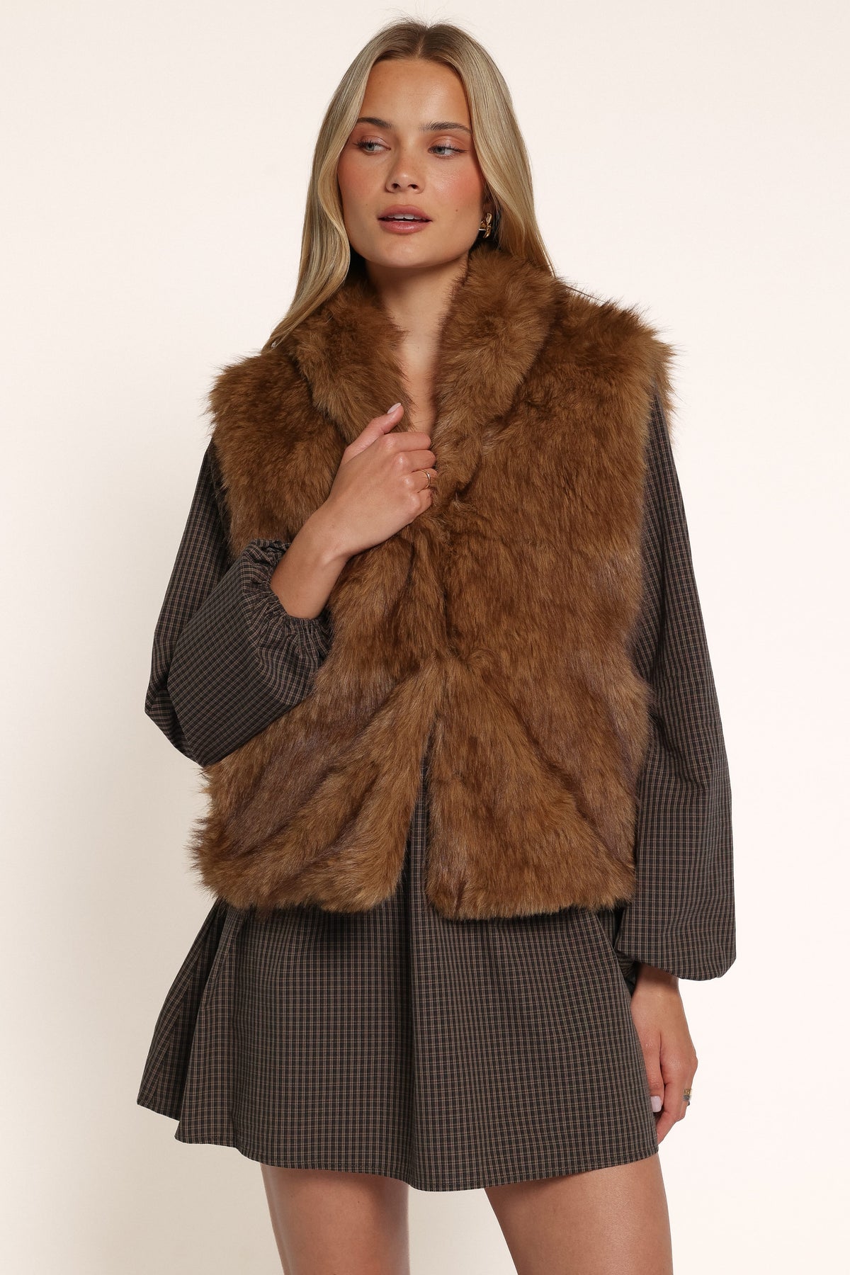 OUTERWEAR Ethel Fur Vest - Light Brown