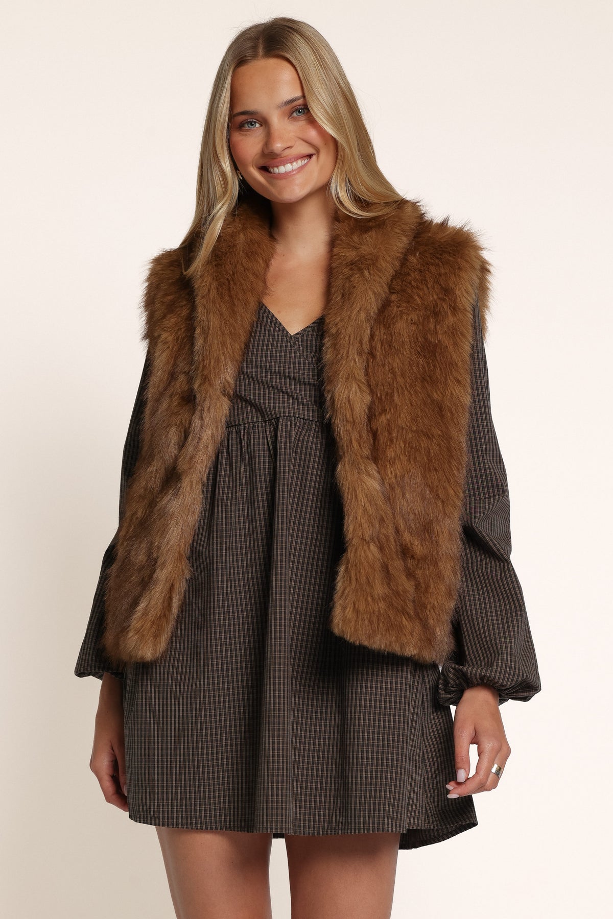 OUTERWEAR Ethel Fur Vest - Light Brown