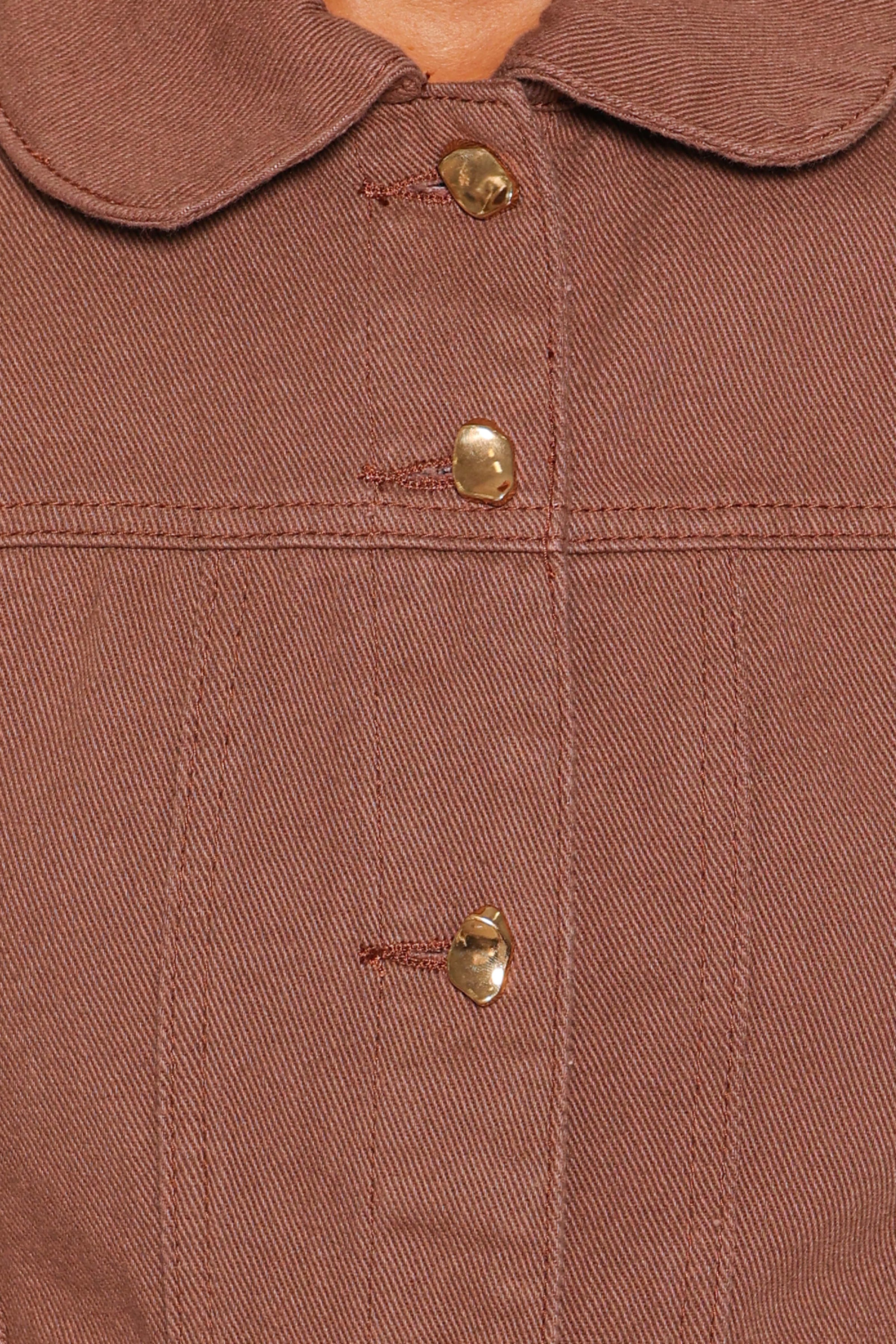 OUTERWEAR Faven Cropped Denim Jacket - Chocolate Brown