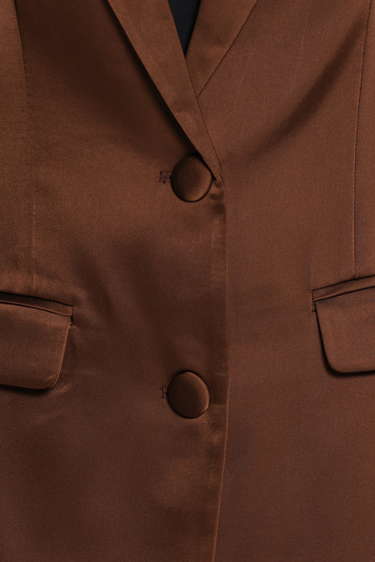 OUTERWEAR Frankie Oversized Blazer - Brown Satin