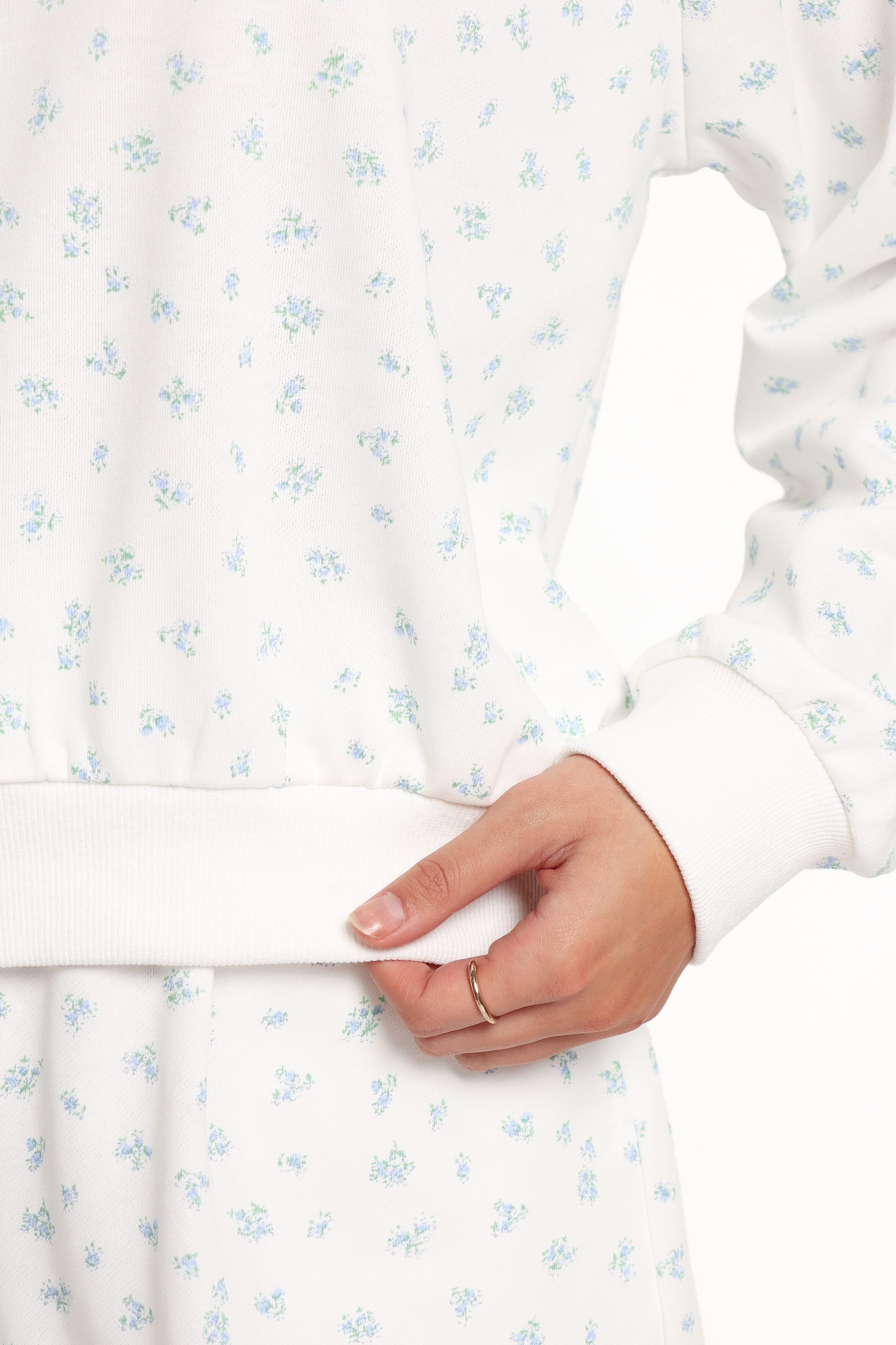 OUTERWEAR Hazel Sweatshirt - Blue Ditsy Floral