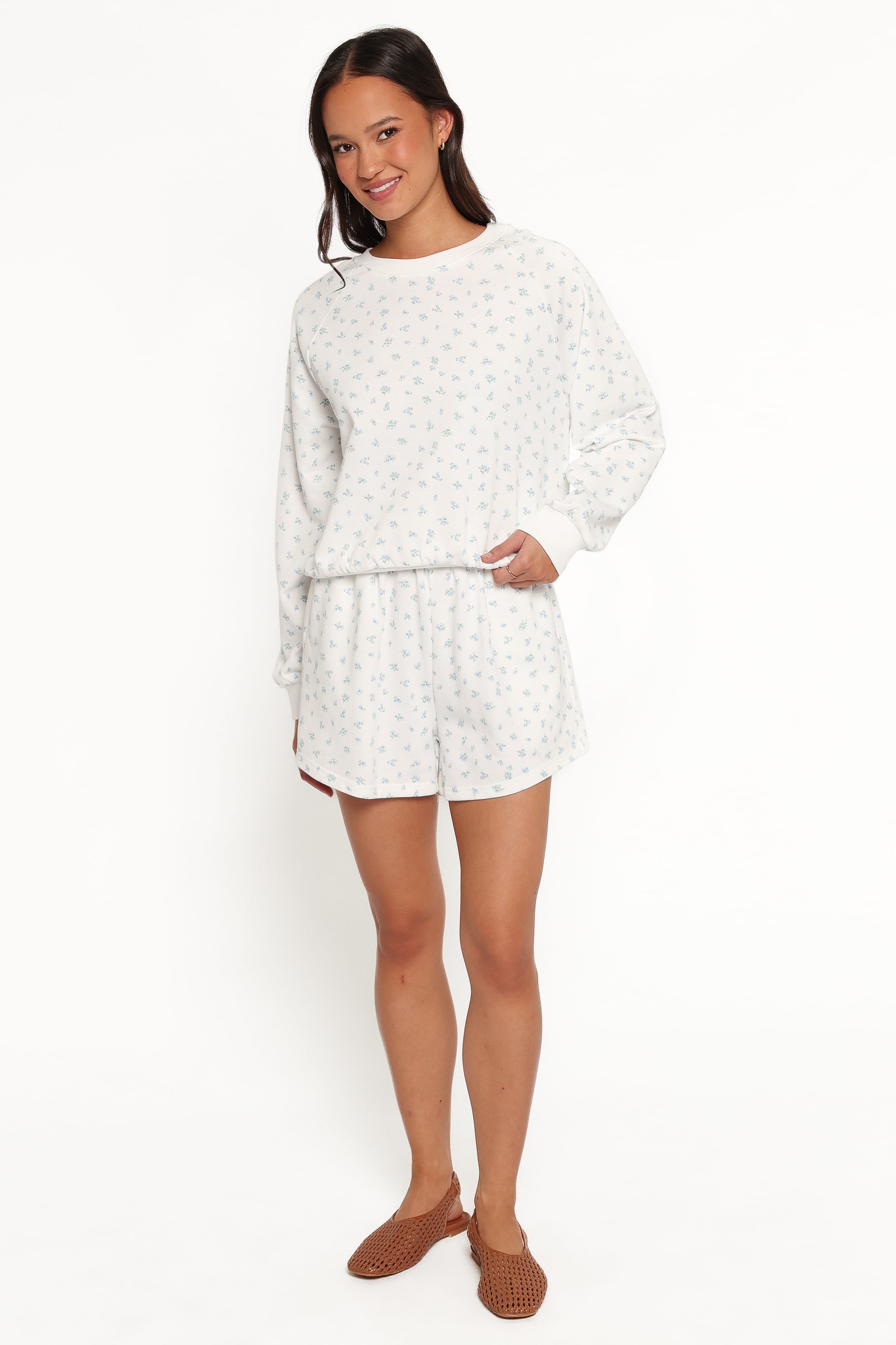 OUTERWEAR Hazel Sweatshirt - Blue Ditsy Floral