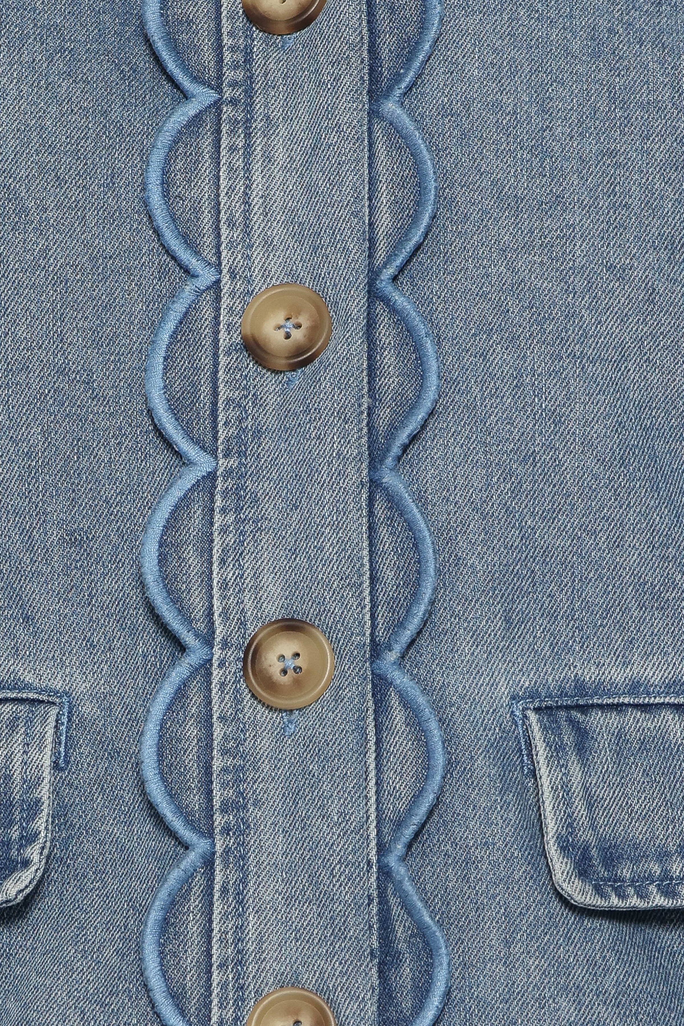 OUTERWEAR Heidi Scallop Trim Denim Jacket - Medium Wash