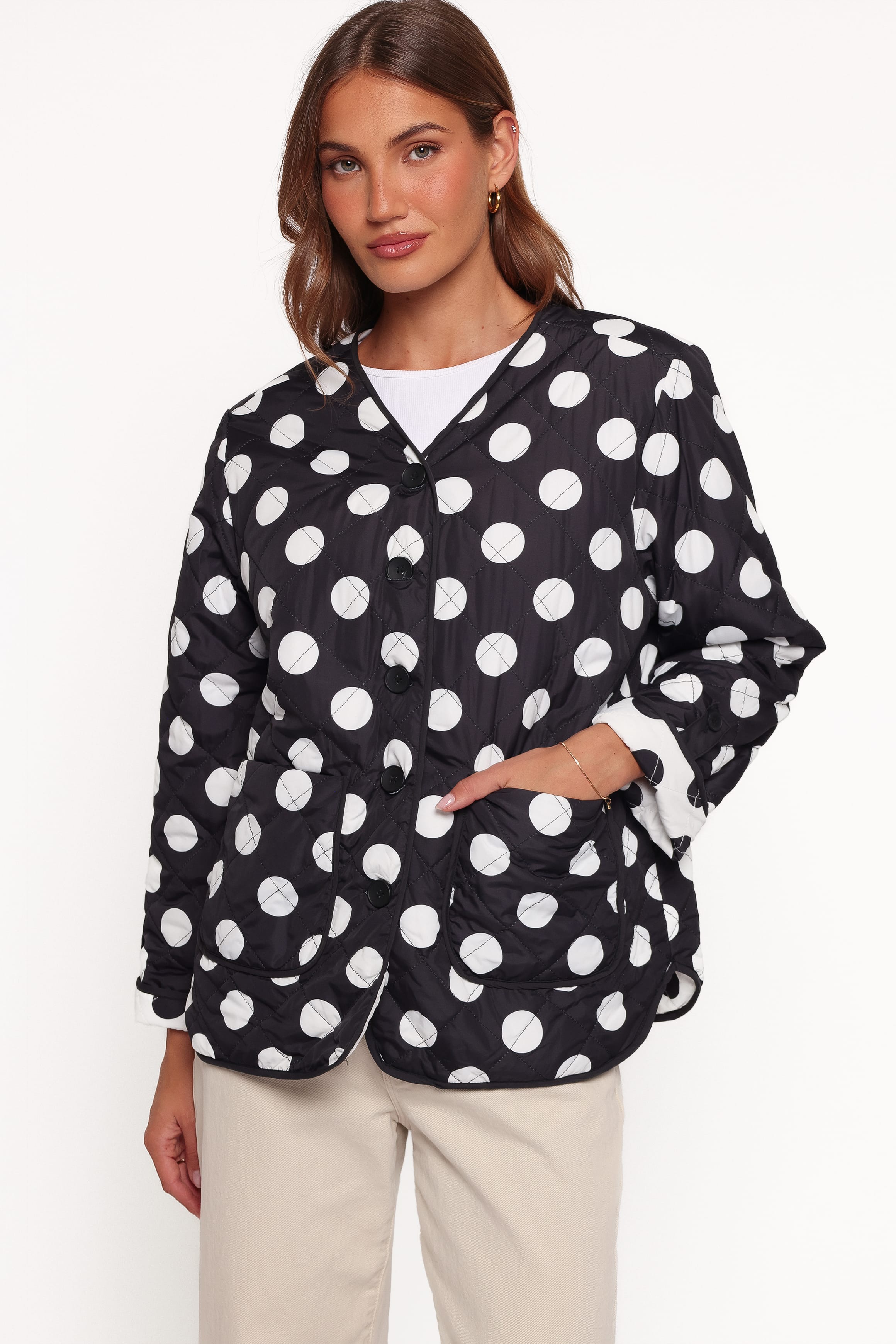 OUTERWEAR Immy Reversible Puffer Jacket - Black/White Dot