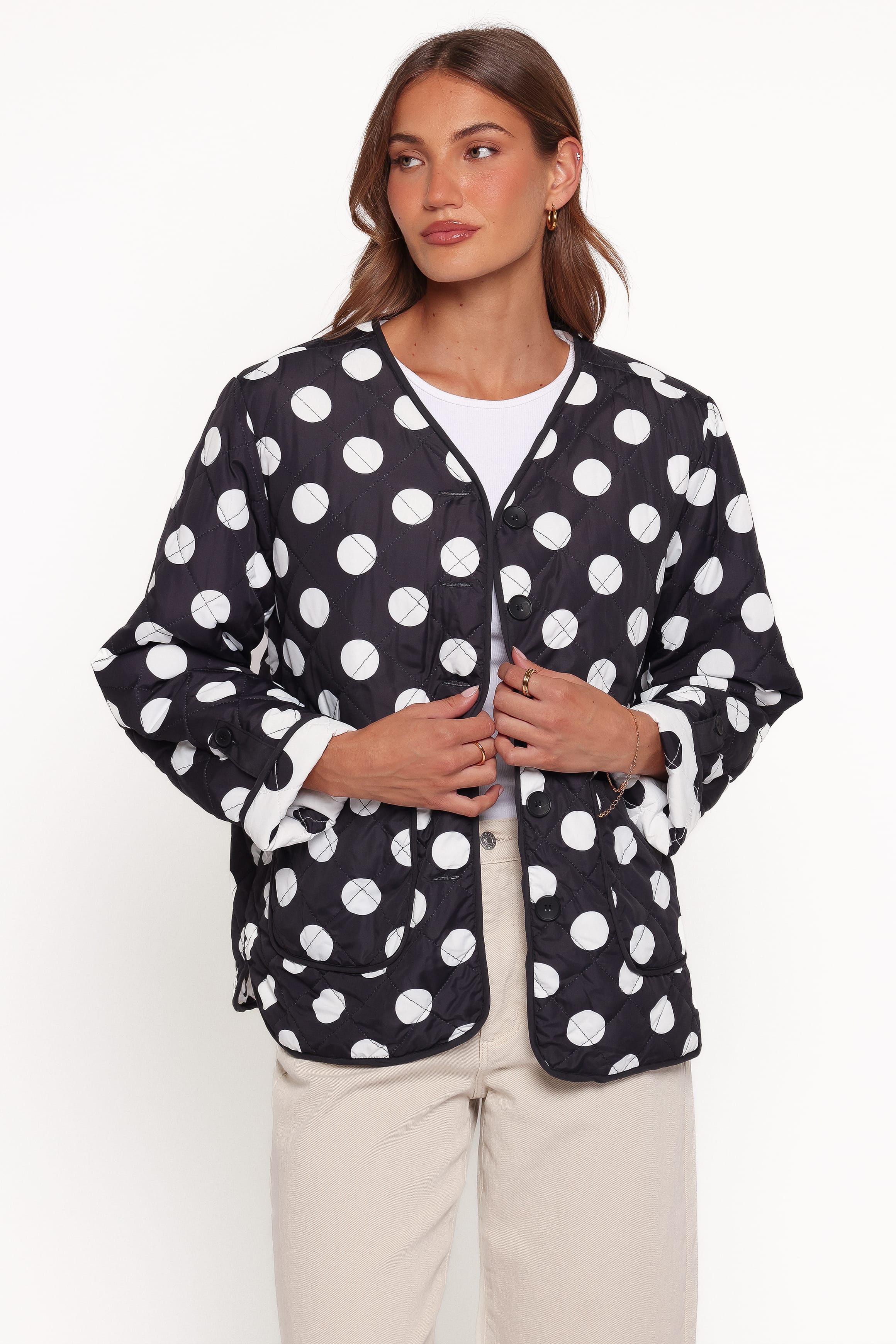 OUTERWEAR Immy Reversible Puffer Jacket - Black/White Dot