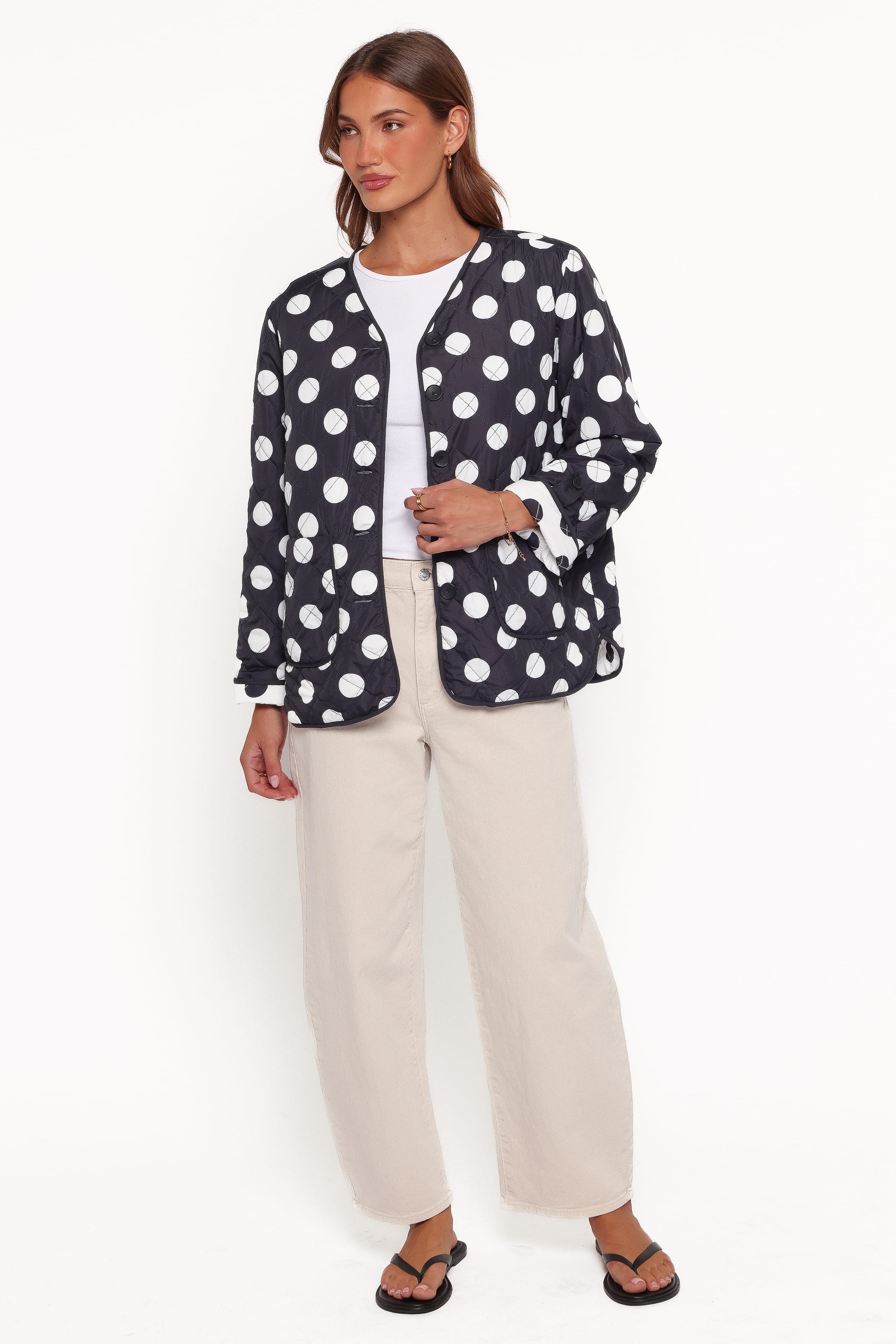 OUTERWEAR Immy Reversible Puffer Jacket - Black/White Dot