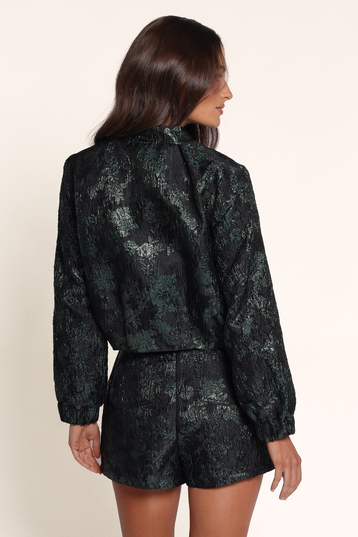 OUTERWEAR Jessie Bomber Jacket - Emerald Brocade
