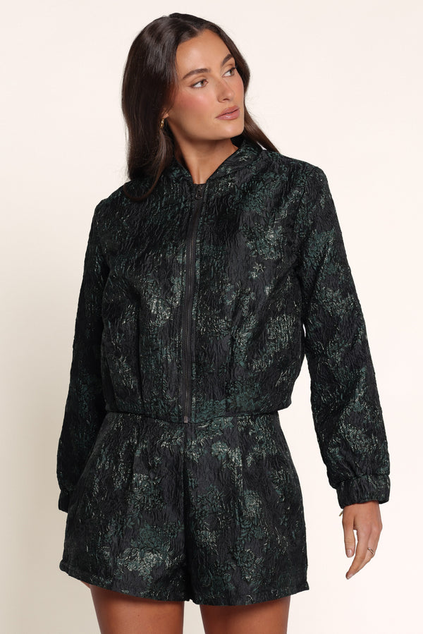 OUTERWEAR Jessie Bomber Jacket - Emerald Brocade
