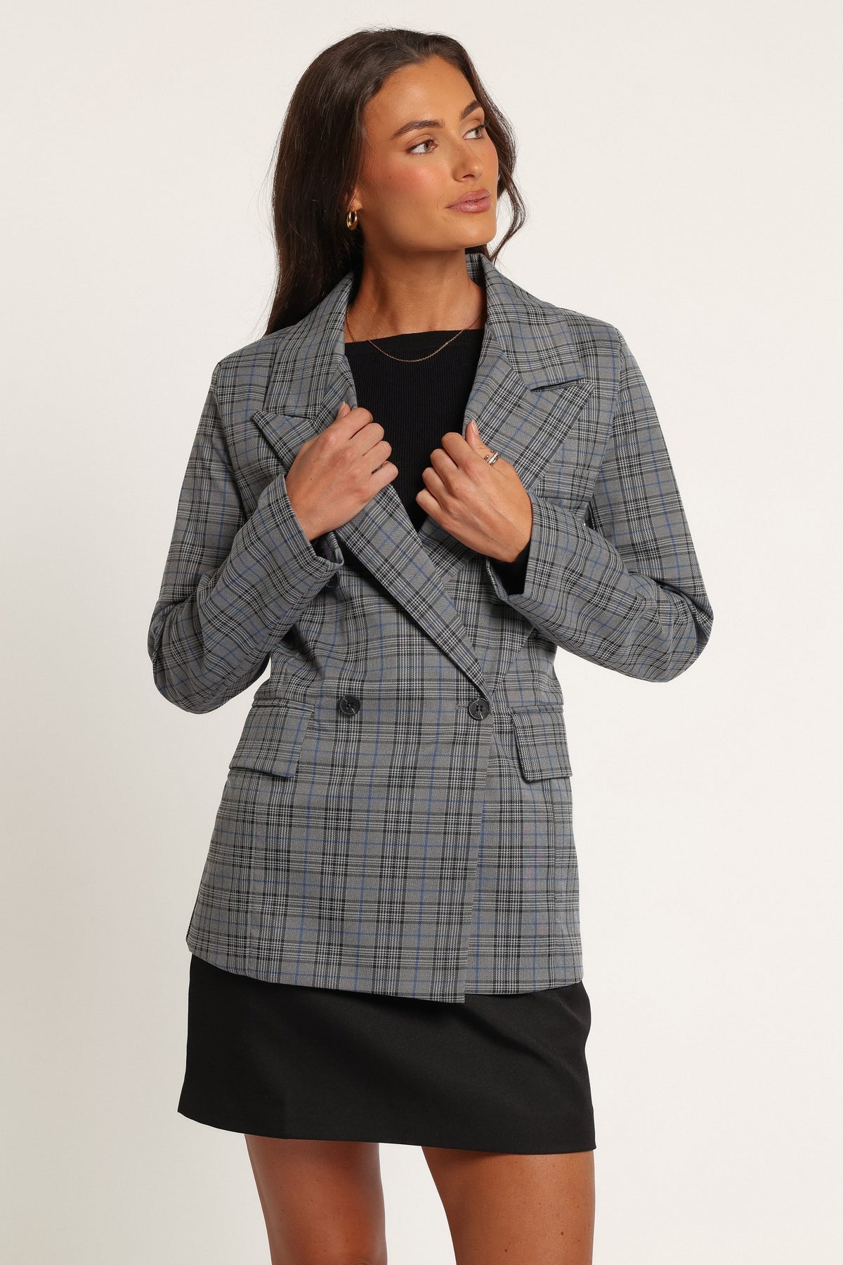 OUTERWEAR Juliette Blazer - Grey/Blue Plaid