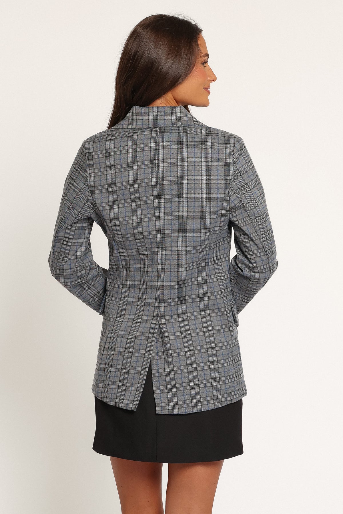 OUTERWEAR Juliette Blazer - Grey/Blue Plaid