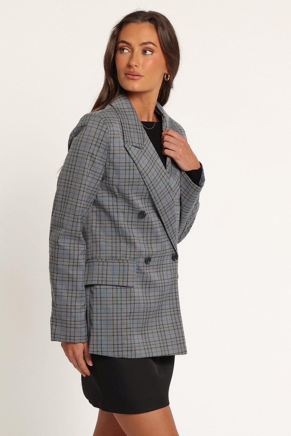OUTERWEAR Juliette Blazer - Grey/Blue Plaid