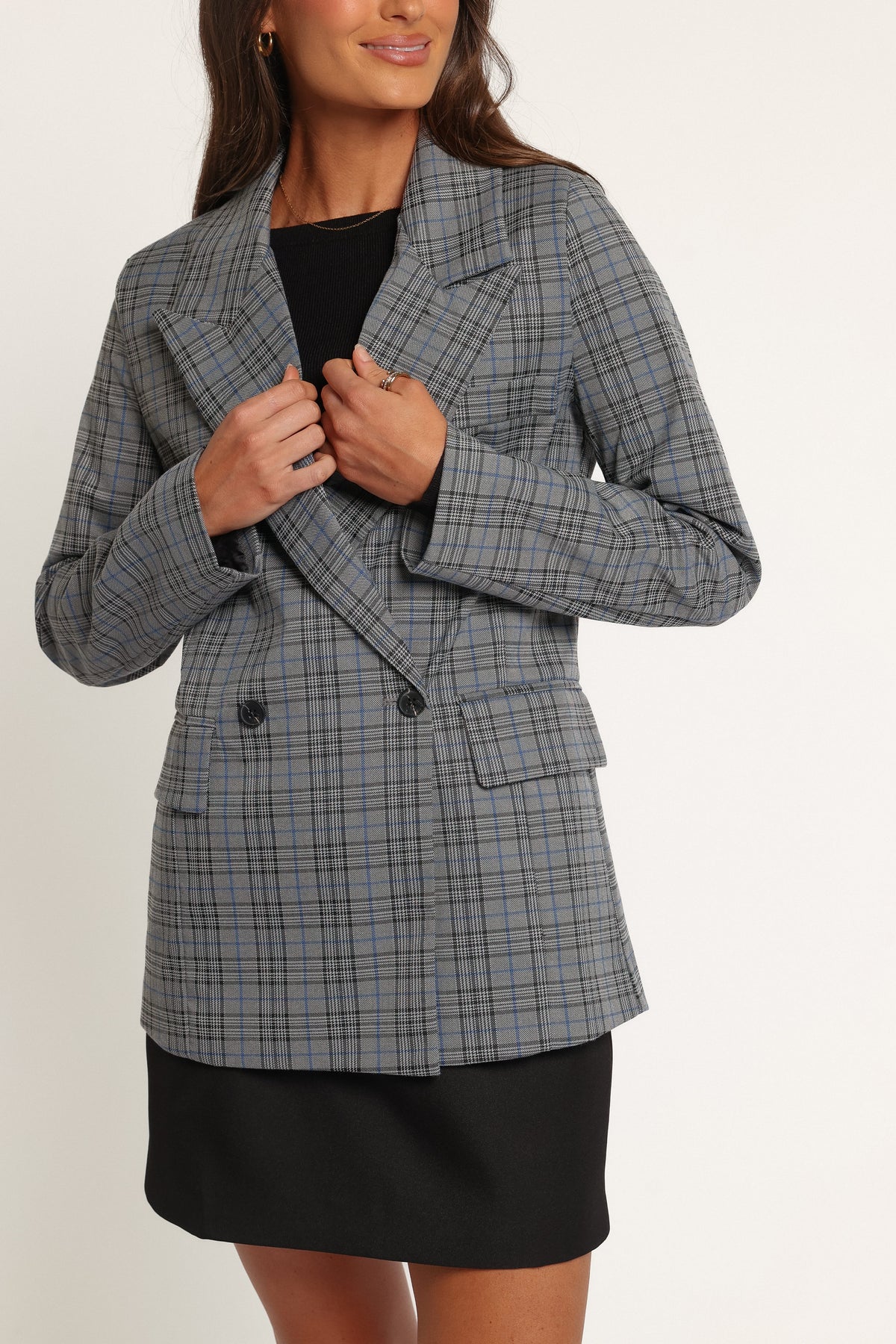 OUTERWEAR Juliette Blazer - Grey/Blue Plaid