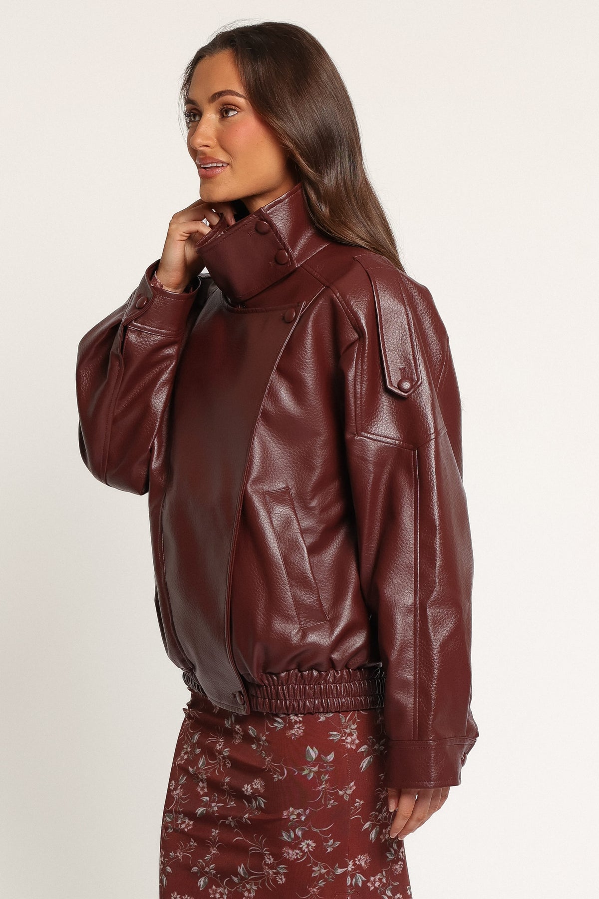OUTERWEAR Kirby Leather Jacket - Burgundy