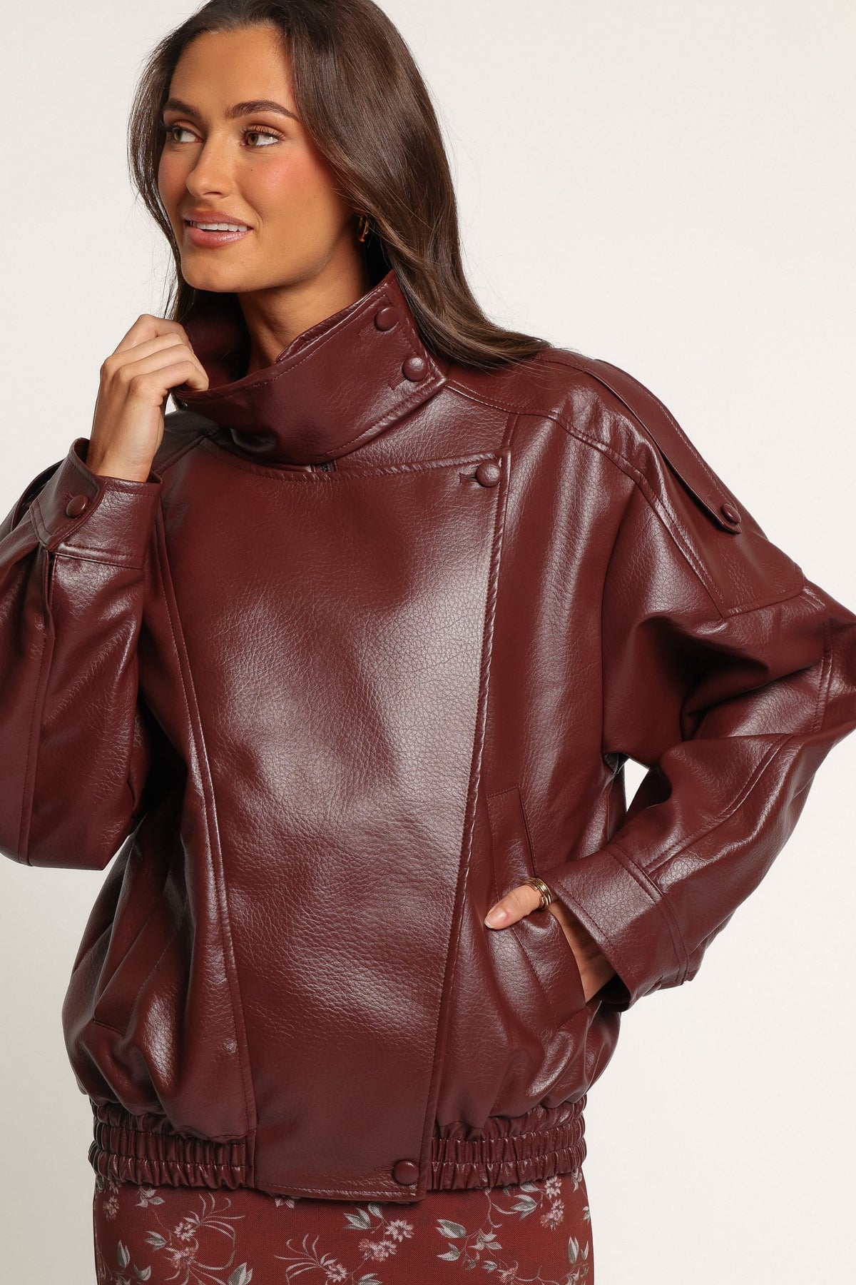 OUTERWEAR Kirby Leather Jacket - Burgundy
