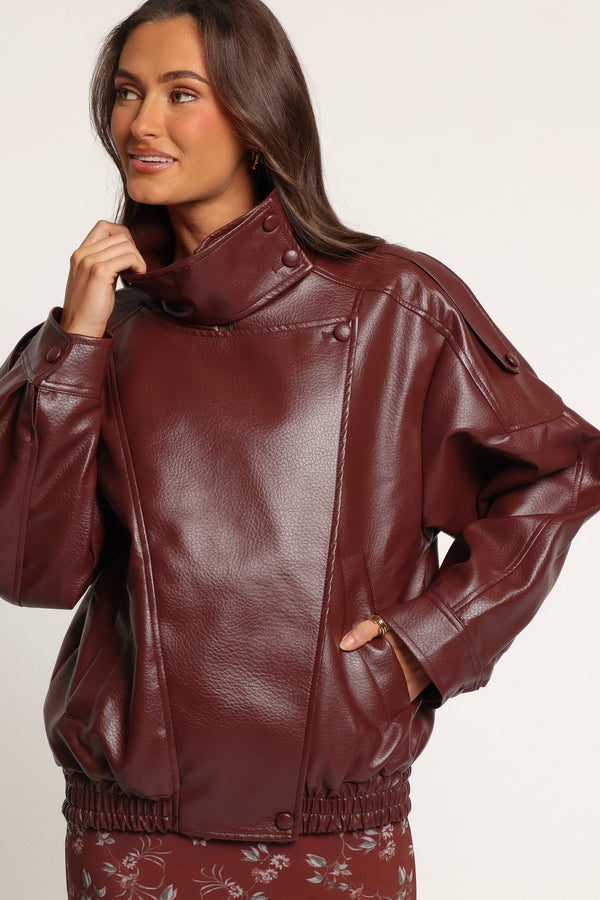 OUTERWEAR Kirby Leather Jacket - Burgundy
