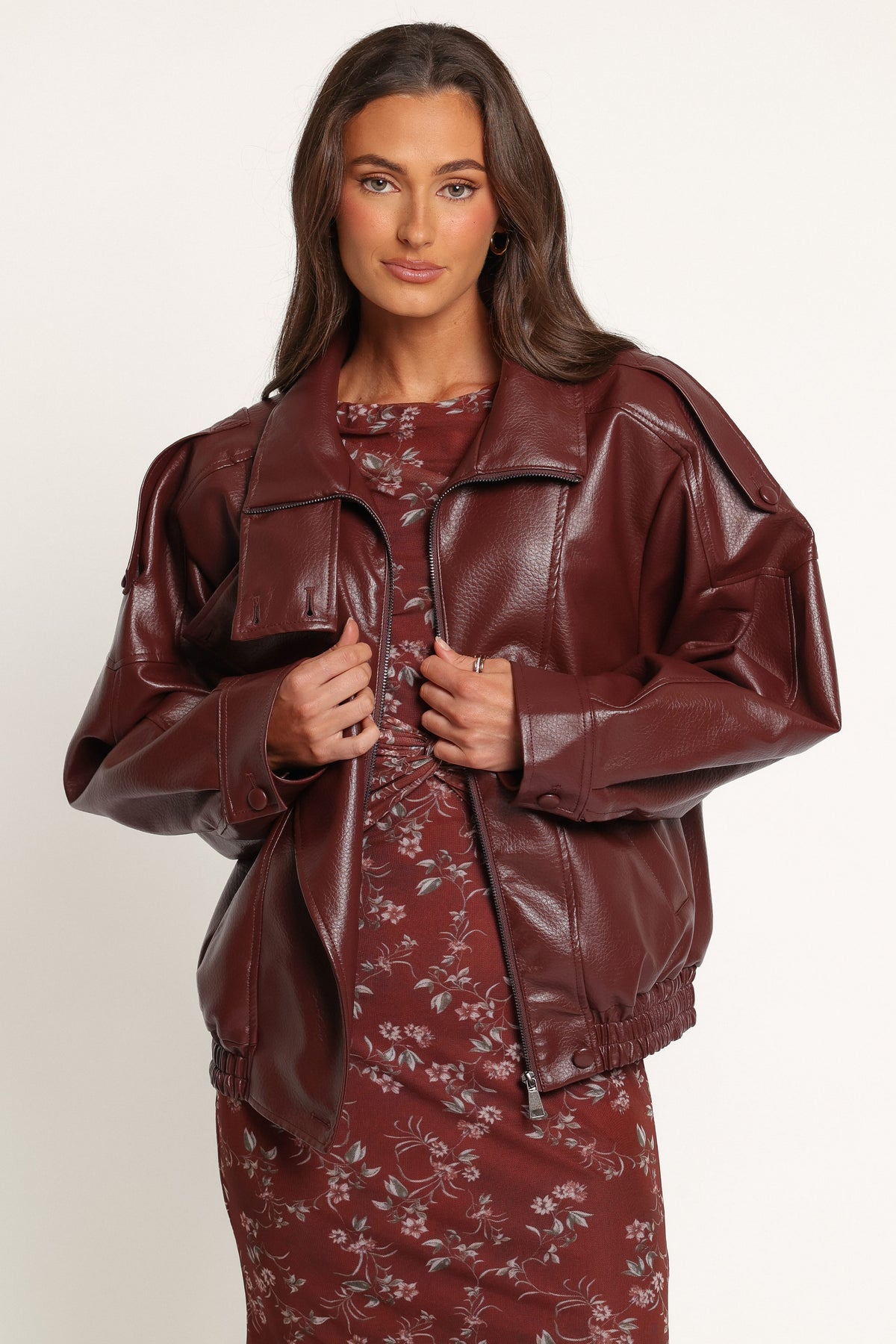 OUTERWEAR Kirby Leather Jacket - Burgundy