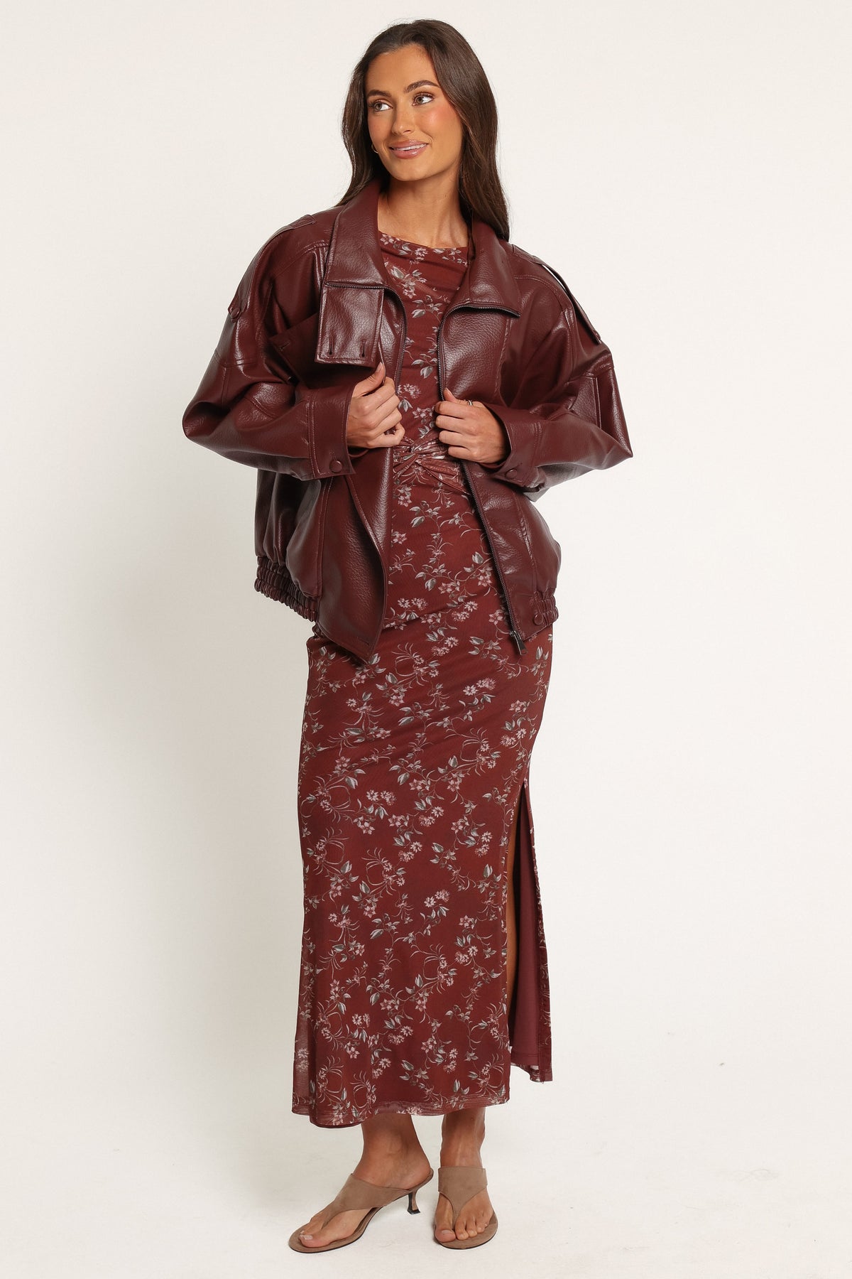OUTERWEAR Kirby Leather Jacket - Burgundy