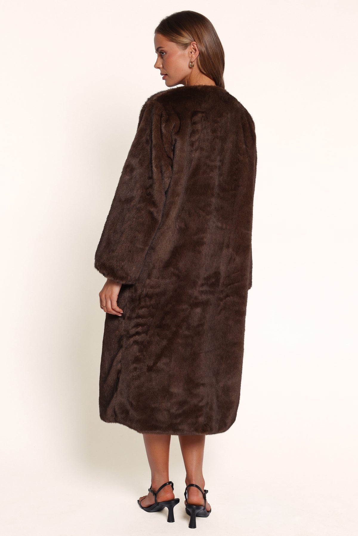 OUTERWEAR Norine Longline Faux Fur Coat - Espresso