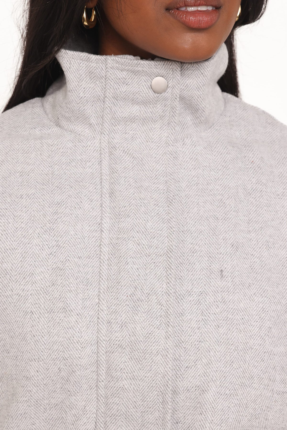 OUTERWEAR Peyton Funnel Neck Bomber Jacket - Grey Herringbone