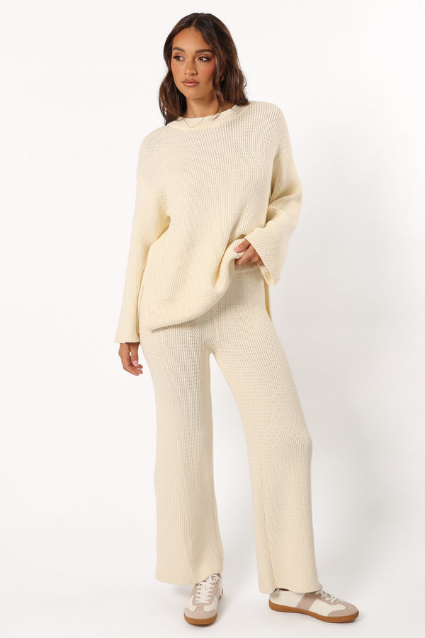 BOTTOMS @Mckinley Knit Pant - Cream (Hold for Cool Beginnings)