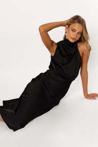 DRESSES @Anabelle Halterneck Midi Dress - Black