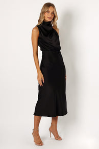 DRESSES @Anabelle Halterneck Midi Dress - Black