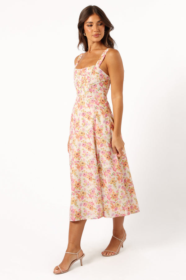 DRESSES @Cosima Midi Dress - Pink Floral