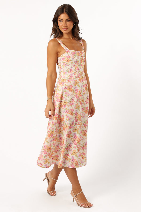 DRESSES @Cosima Midi Dress - Pink Floral