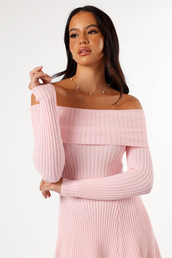 DRESSES @Francisco Long Sleeve Mini Dress - Pink