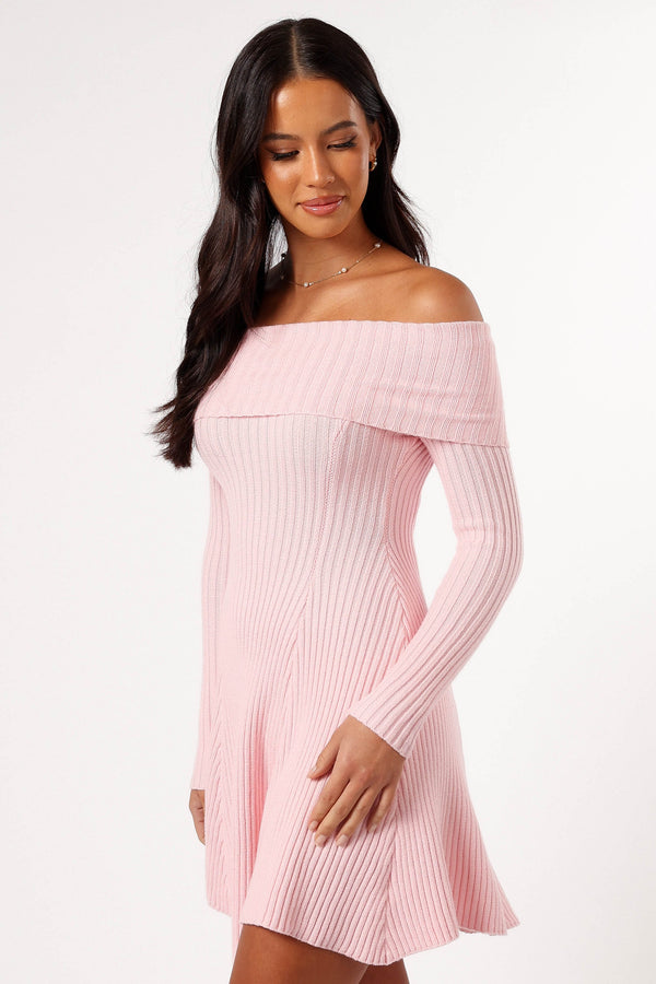 DRESSES @Francisco Long Sleeve Mini Dress - Pink